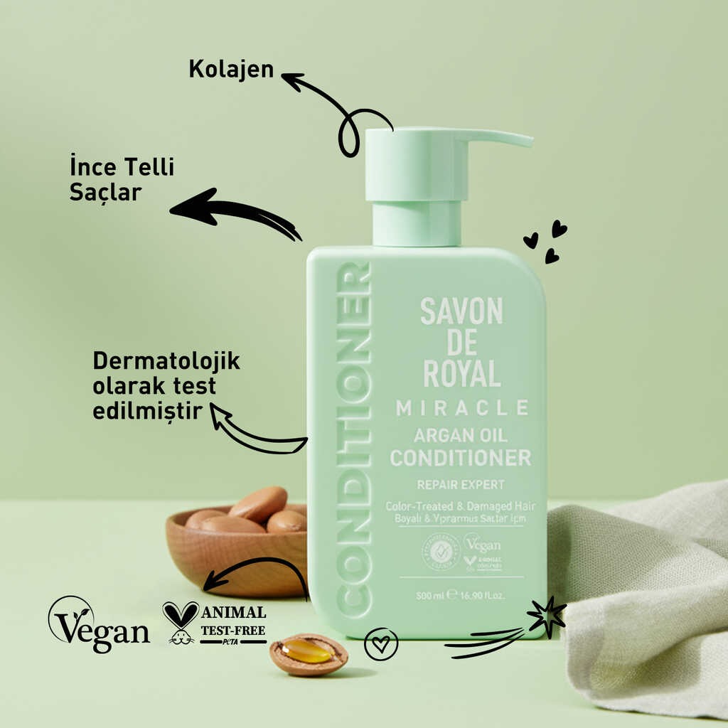 Miracle Argan Yağı İçeren - Boyalı & Yıpranmış Saçlar İçin Onarım Uzmanı Saç Kremi 500 ml - Görsel 3