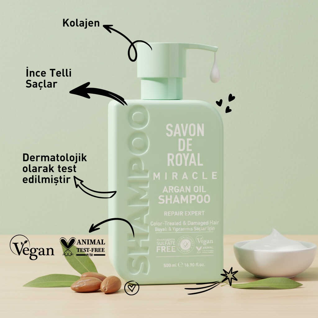 Miracle Argan Yağı İçeren - Boyalı & Yıpranmış Saçlar İçin Onarım Uzmanı Şampuan 500 ml - Görsel 3