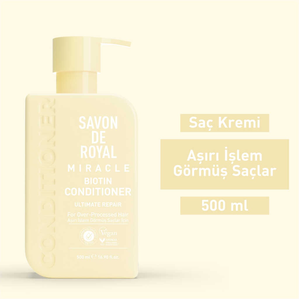 Miracle Biyotin İçeren – Aşırı İşlem Görmüş Saçlar İçin Onarım Etkili Saç Kremi 500 ml